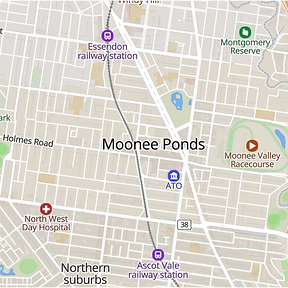 Map of Moonee Ponds, Melbourne, highlighting our airtight and timeless custom home building services.