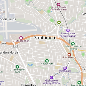 Map of Strathmore, Melbourne, highlighting our sophisticated and highly efficient custom home builds.