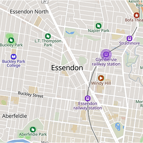 Map of Essendon, Melbourne, showing our service area for elegant, modern performance homes.