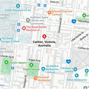Map of Carlton, Melbourne, highlighting our architecturally-driven custom home building service area.
