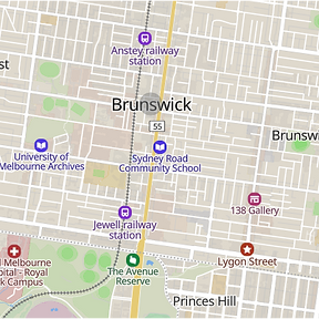 Map of Brunswick, Melbourne, highlighting our bold and sustainable custom home building services.