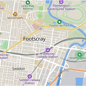 Map of Footscray, Melbourne, showing our service area for bold and sustainable custom homes.