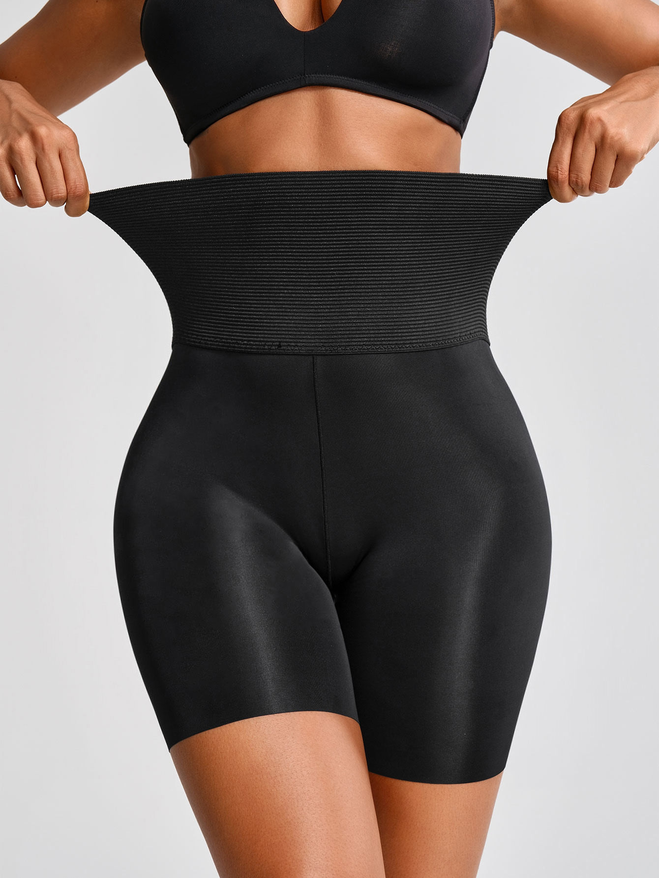CALÇA MODELADORA ABDOMINAL DE CINTURA ALTA COM COMPRENSÃO ELÁSTICA
