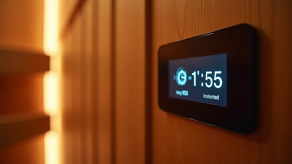 Close-up view of a digital control panel on an infrared sauna
