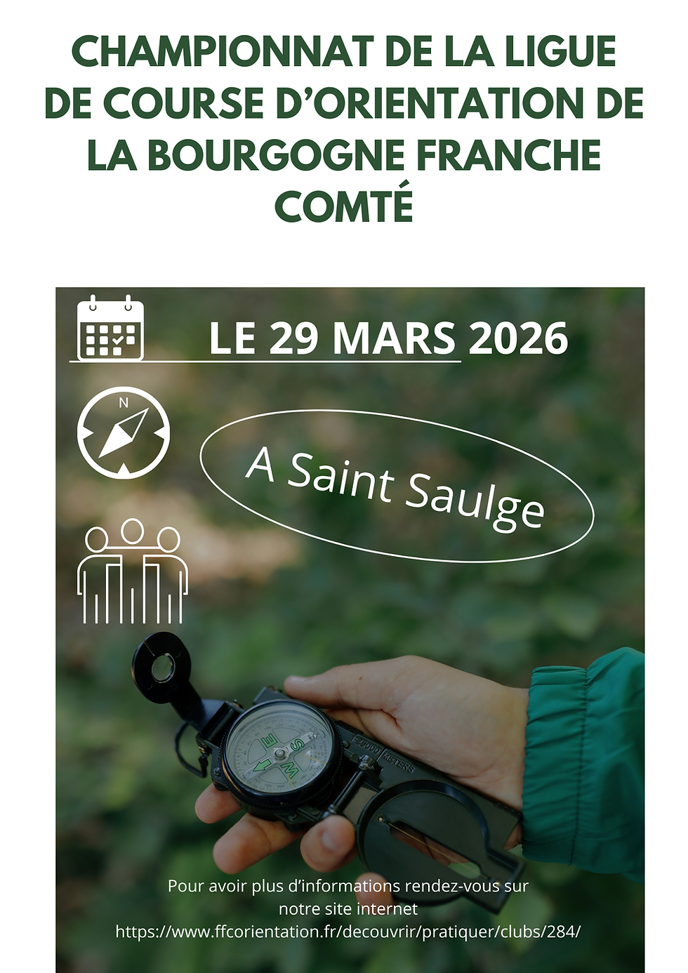 Dimanche 29 mars 2026: Championnat de Course d'orientation à St Saulge 