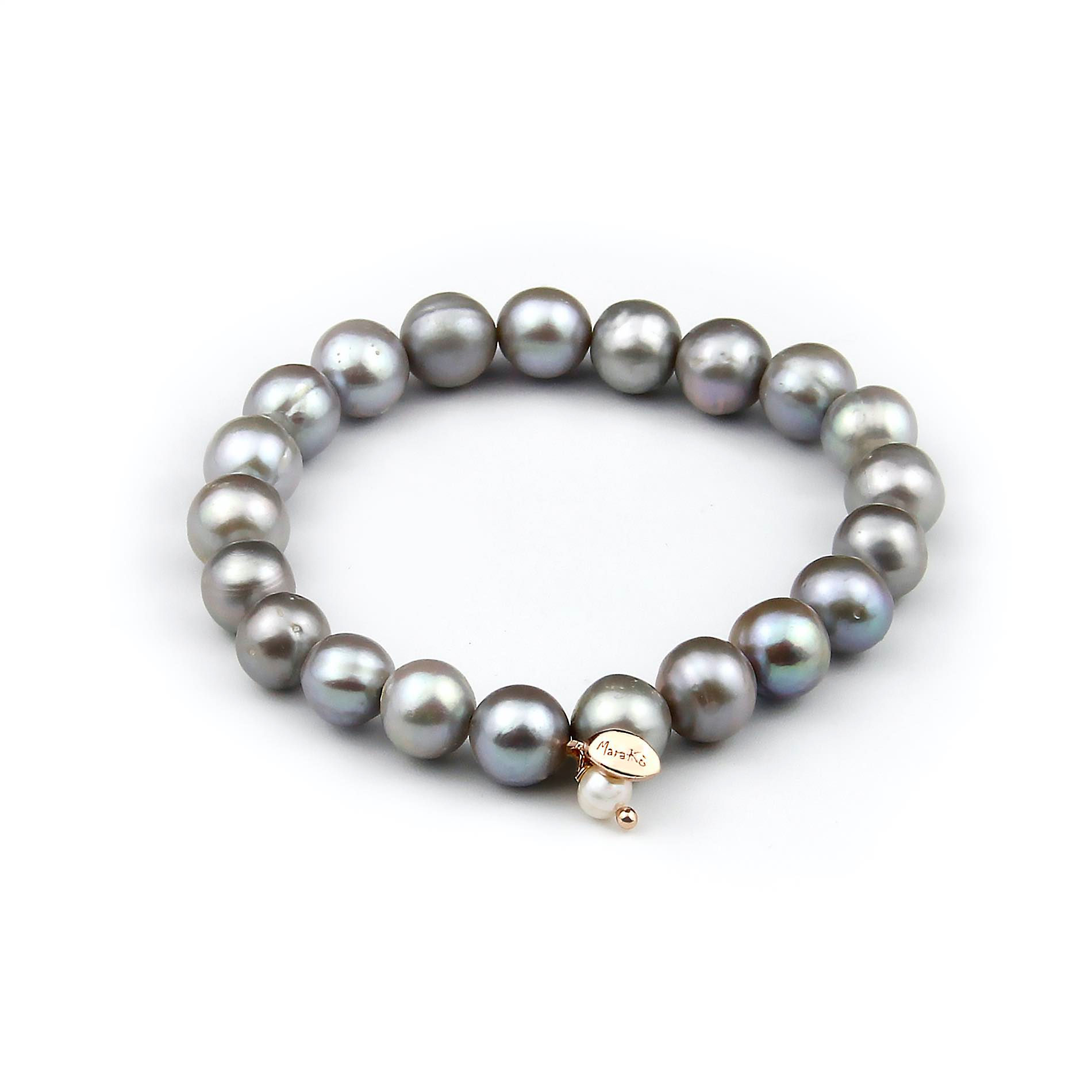 Bracciale elastico perle grigie coltivate 10 mm