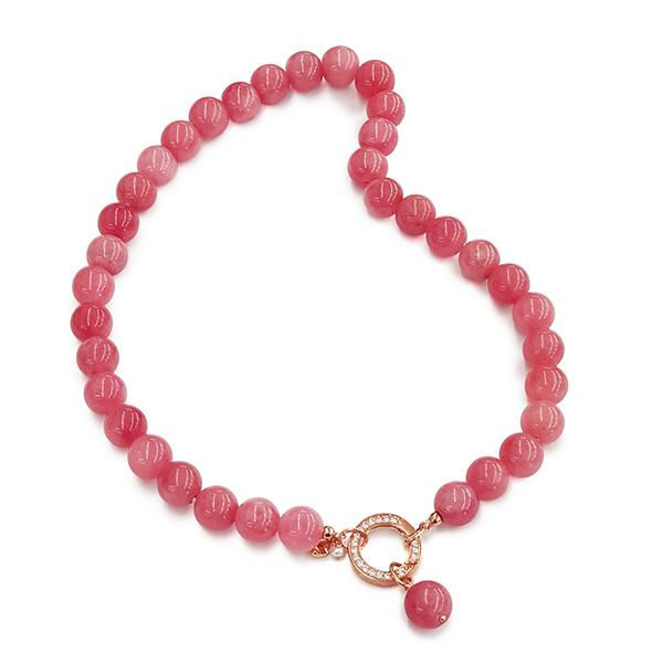 Collier GIOÈL  Giada rosa, chiusura Arg.925 e  zirconi