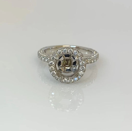 2.0 Carat Center Halo Diamond Semi Mount Ring