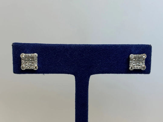 Oliva 1.10 CT Square White Gold Earrings