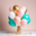 Colorful balloons in vase on pink background, party decorations, celebration event.