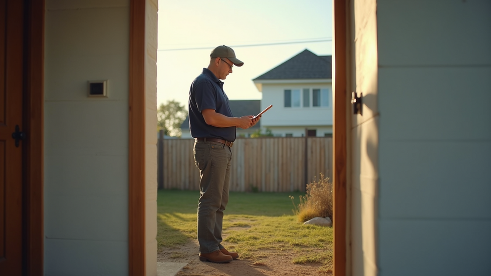 Eye-level view of a home inspector examining a property