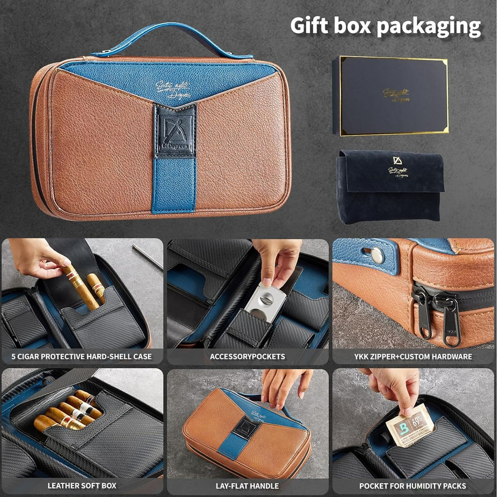 Thumbnail: Wolfpack Cigar Club Luxury Cigar Travel Case - Blue and Brown