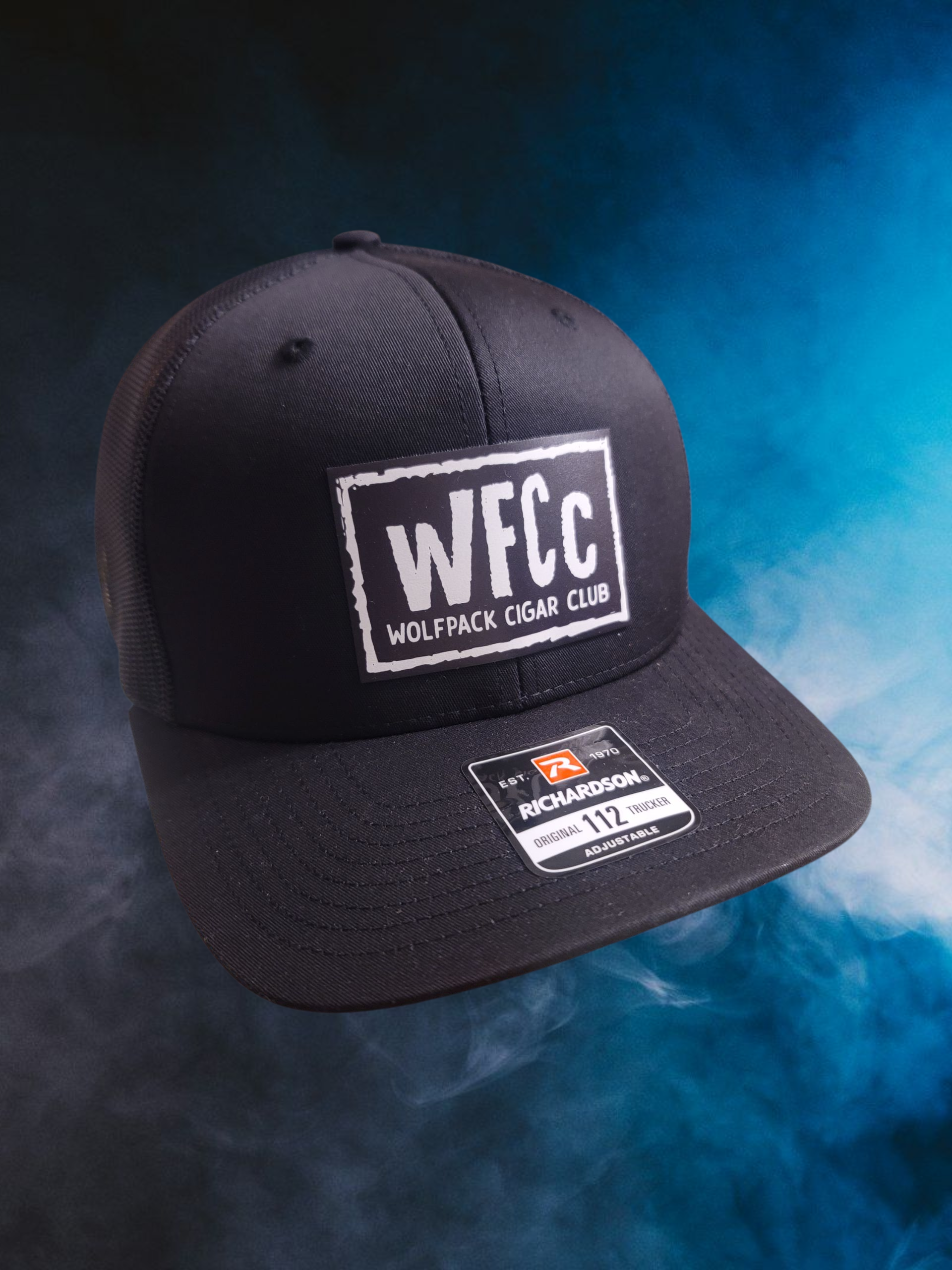 Wolfpack Cigar Club (WFCC) Black on Back with Black & White Logo Patch