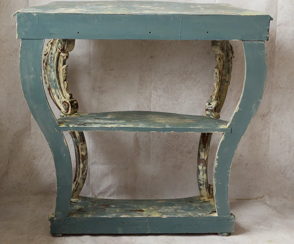 Miniature : Console ancienne Napoleon III patinée bleu gris