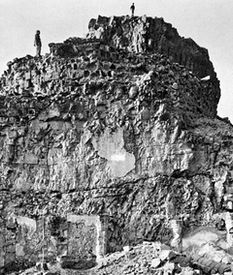 The 1955 Masada Survey, view of the three terraces of the Northern Palace
