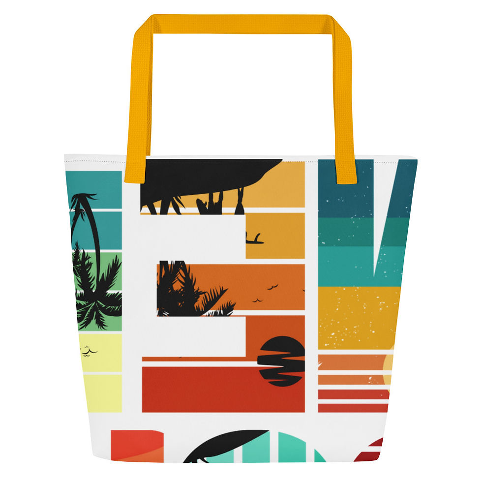 Thumbnail: Bluffer's Beach Summer All-Over Print Large Tote Bag