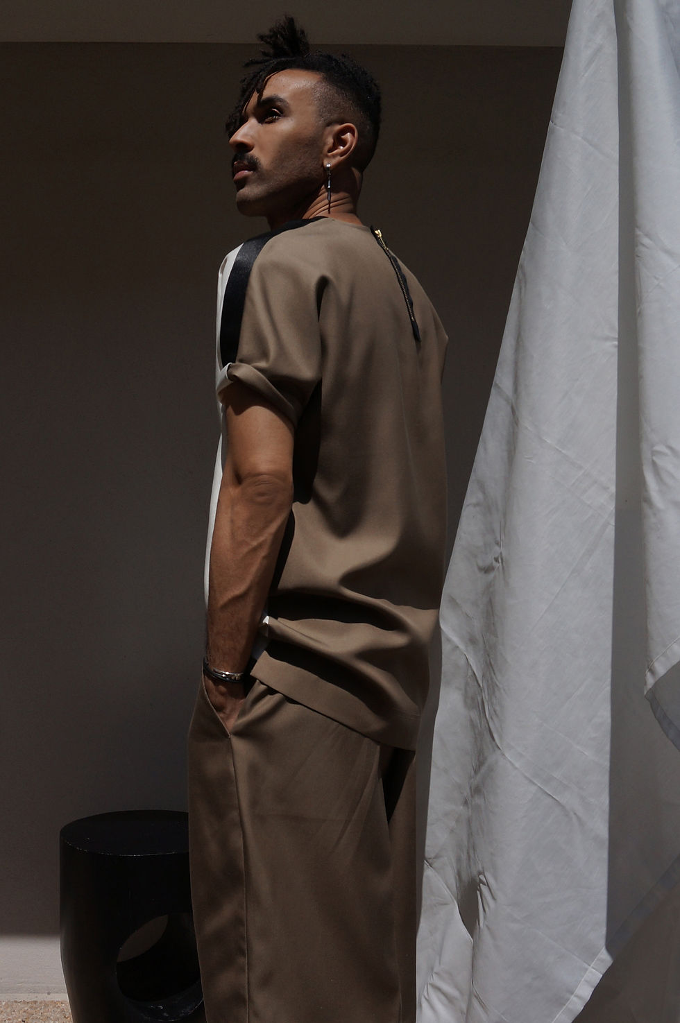 Miniature : CHEMISE-T - GABARDINE DE SOIE - SAFARI BICOLORE
