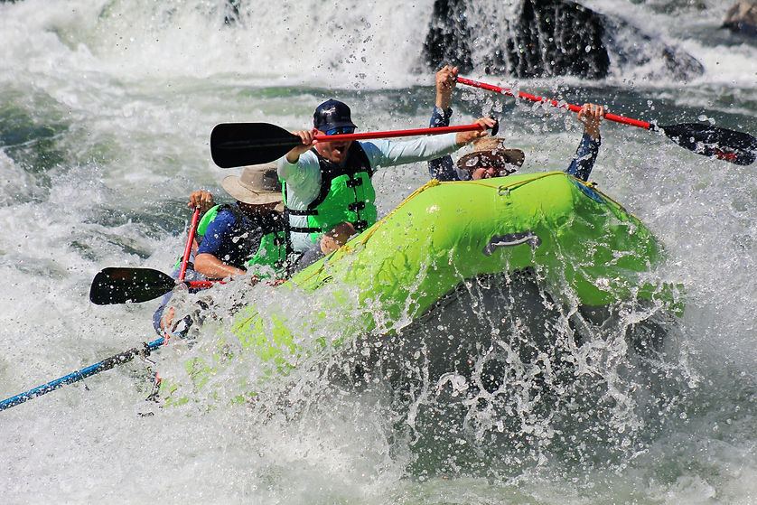 Guests whitewater rafting on the Salmon River in Idaho