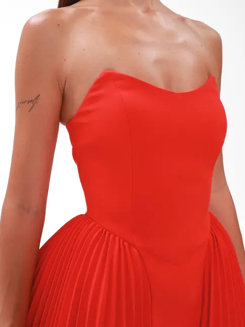 Off shoulder red dress with puffy skirt
