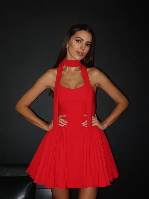 Sexy designer cocktail mini corset dress with puff pleated skirt