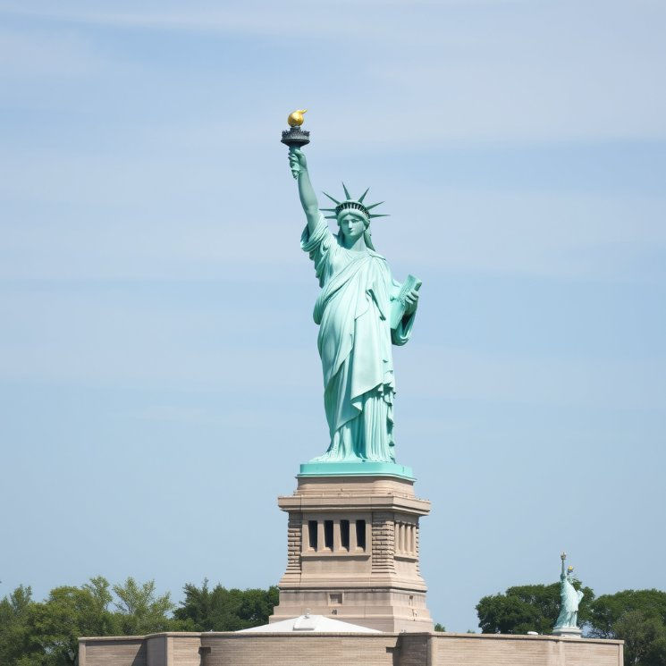 The iconic Statue of Liberty symbolizes freedom
