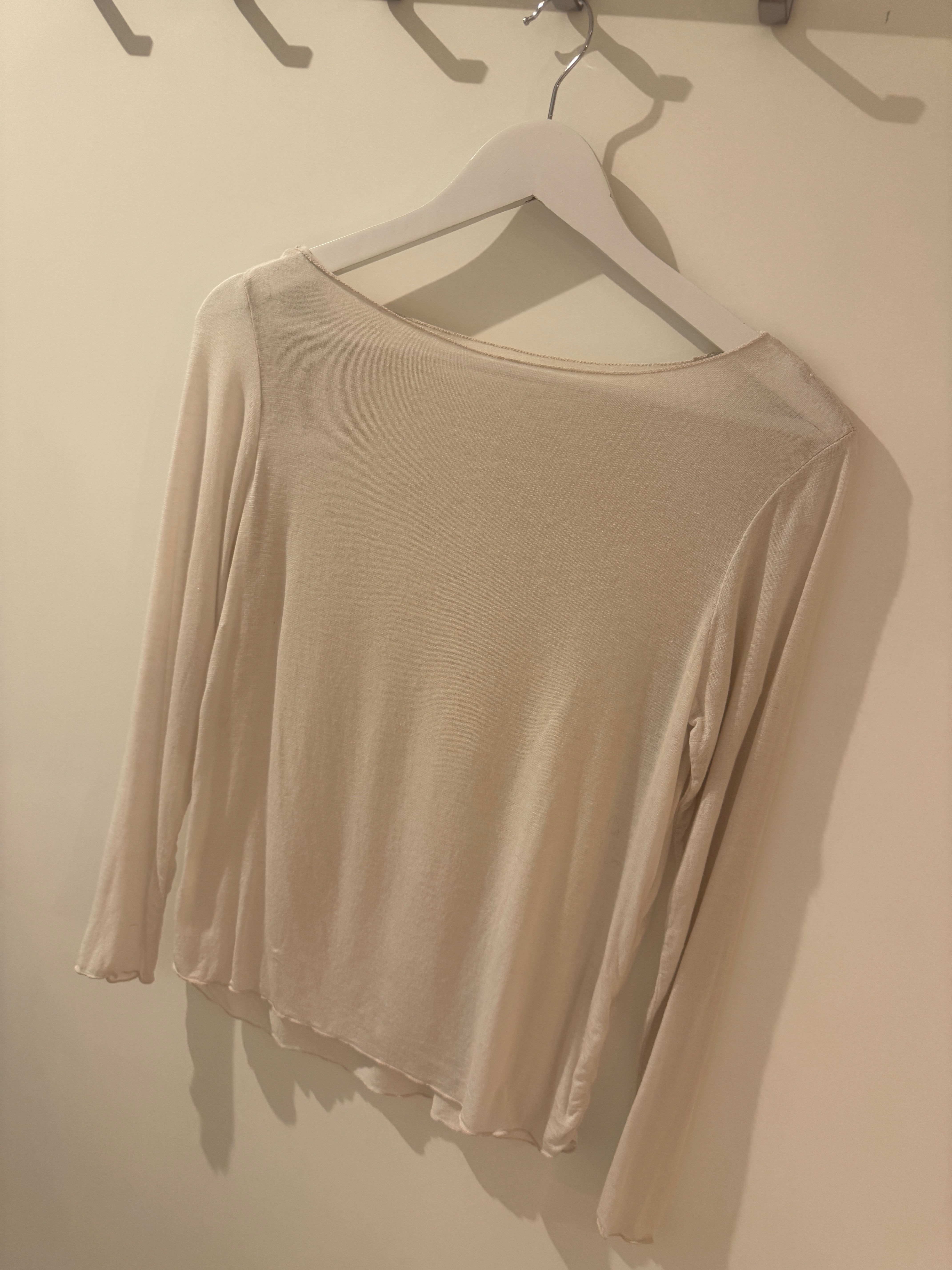 Top cashmere ronde hals ecru