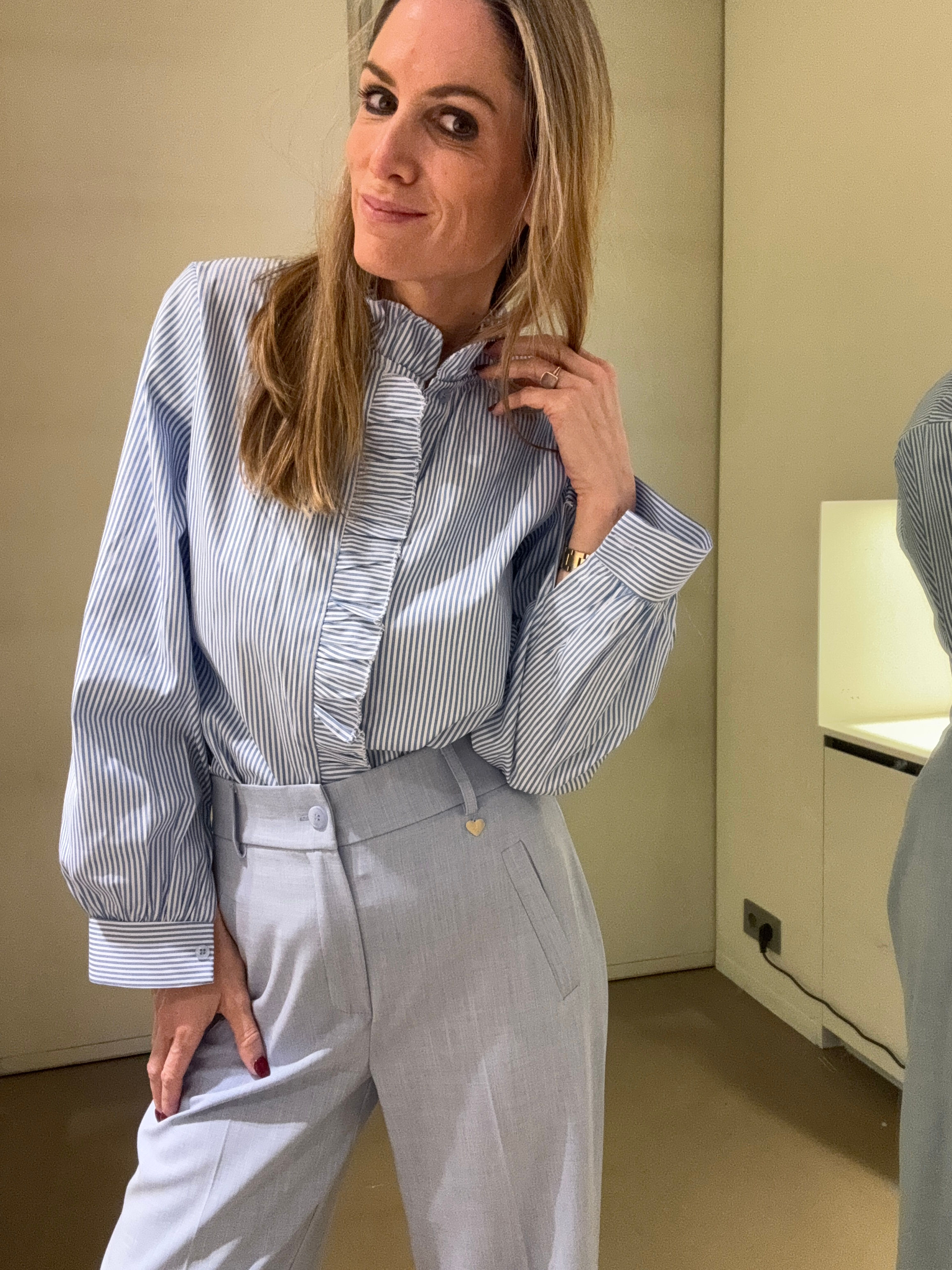 Bloes Curly Cotton blue stripe light