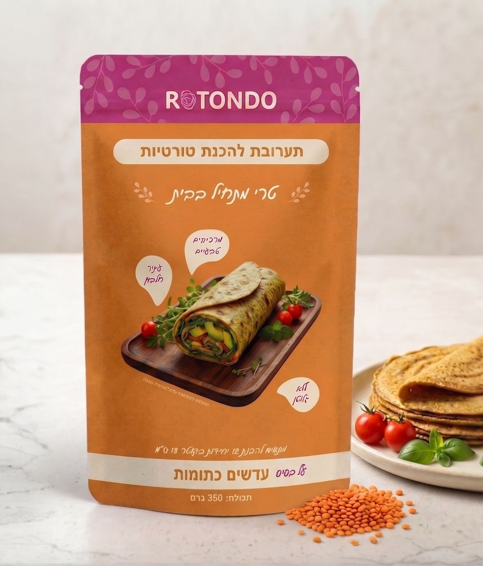 תערובת להכנת טורטיות על בסיס עדשים כתומות