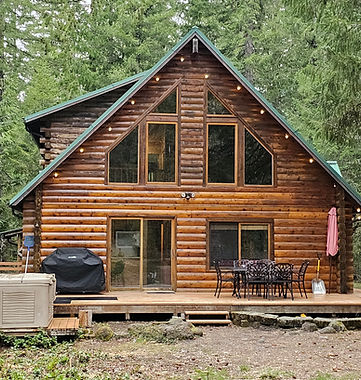 Hummingbird Lodge backyard view on the 10-acre lot.