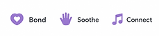 Purple handprint icon and the word Soothe.