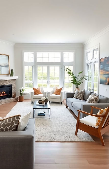King Kong Carpet Cleaning - Beautiful luxury living room with a gray couch with white and tan pillows