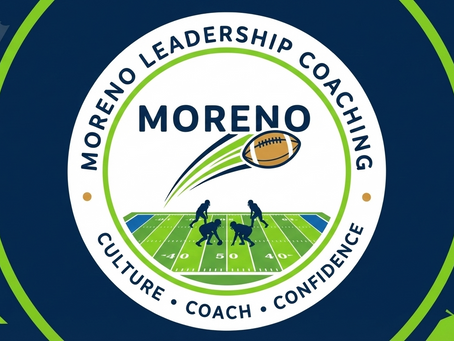 Moreno Leadership Coaching Logo with Football instead of baseball