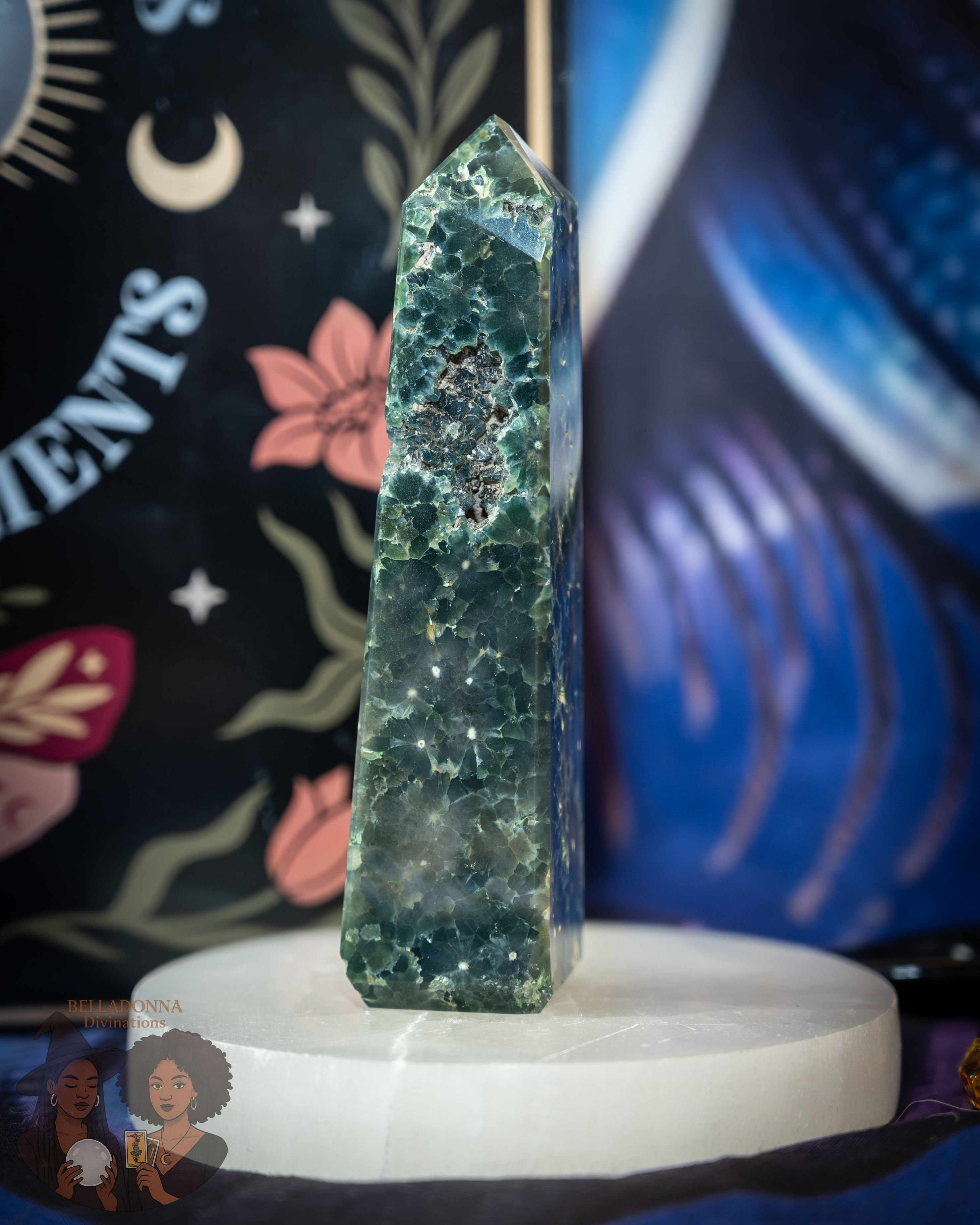 Green Ocean Jasper Druzy Tower
