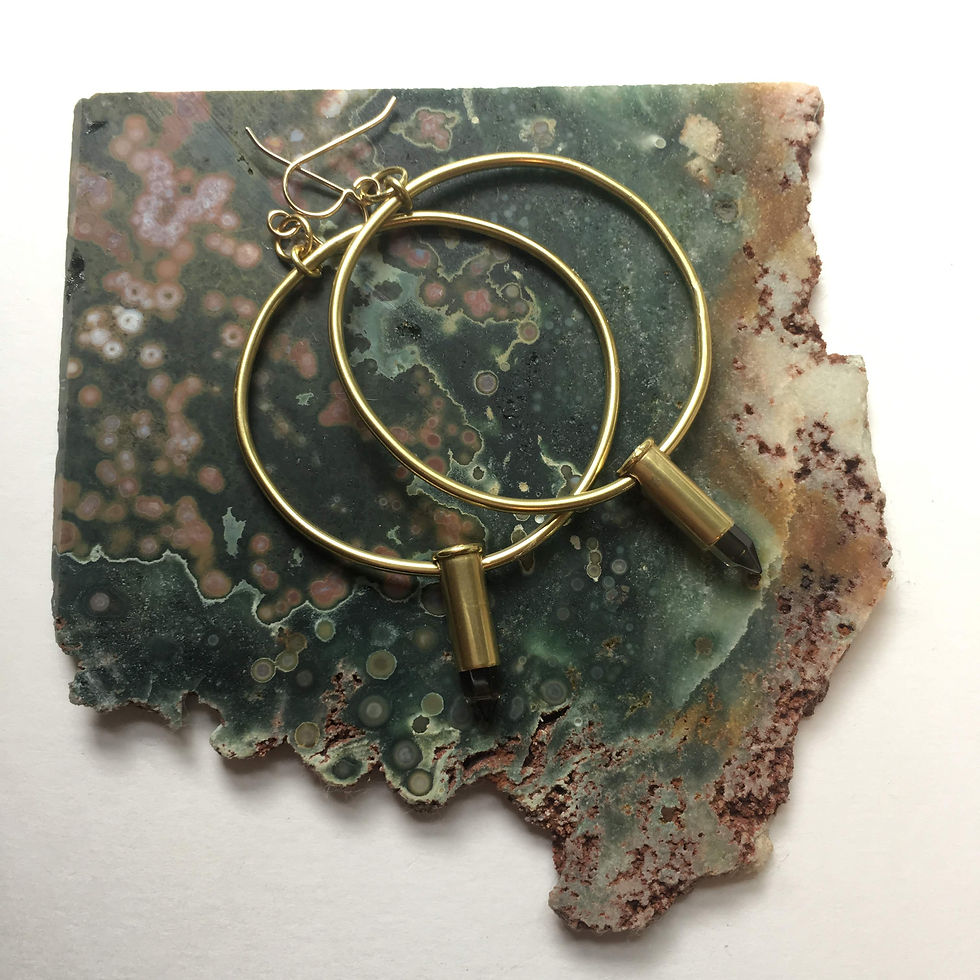Thumbnail: smoky quartz hoop earrings