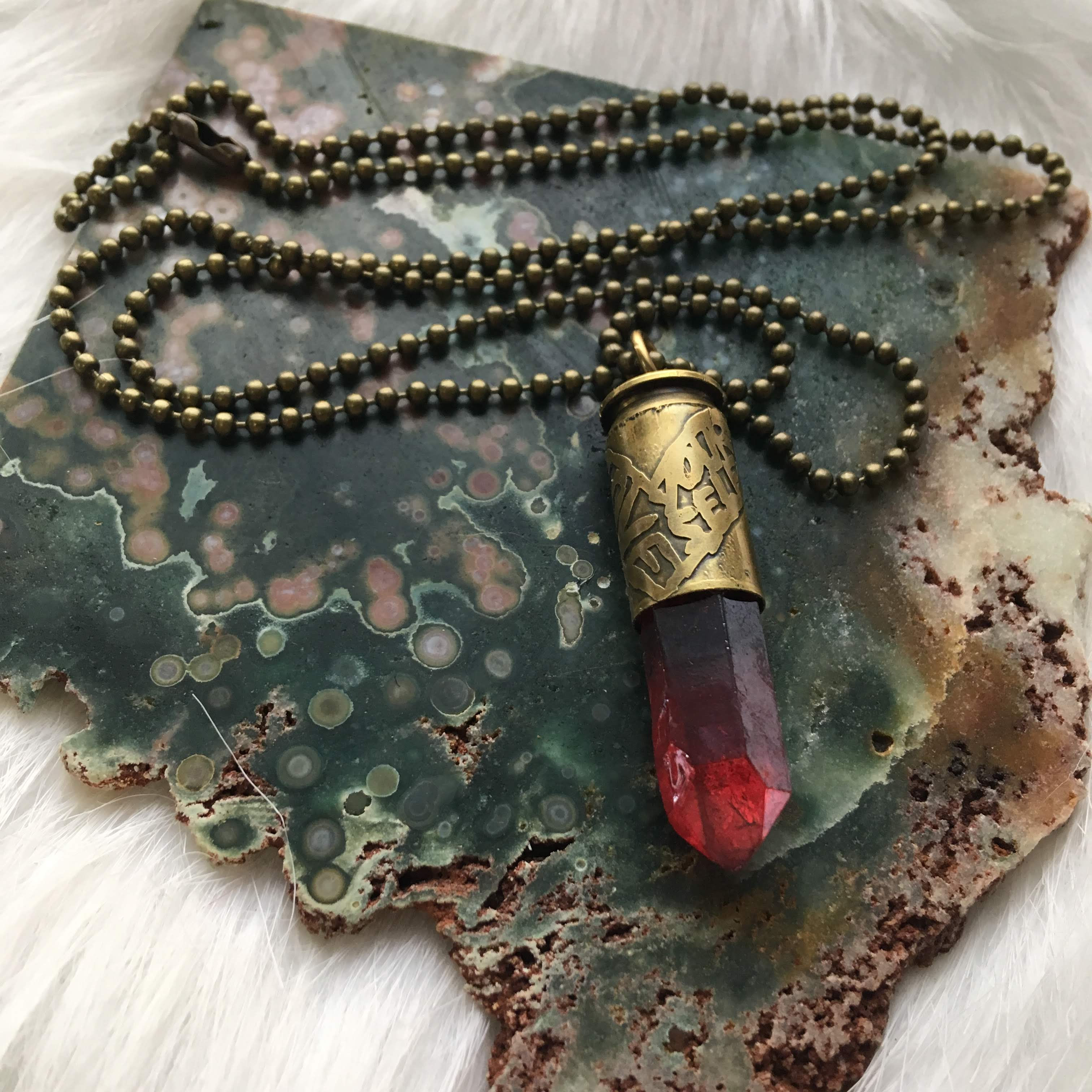 "LOVE YOURSELF" acid etched pendant