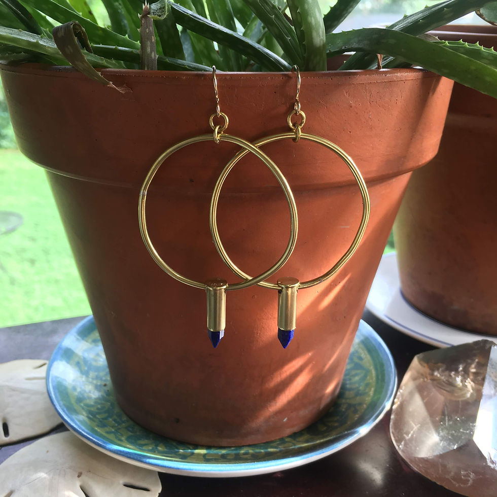 Thumbnail: lapis lazuli hoop earrings