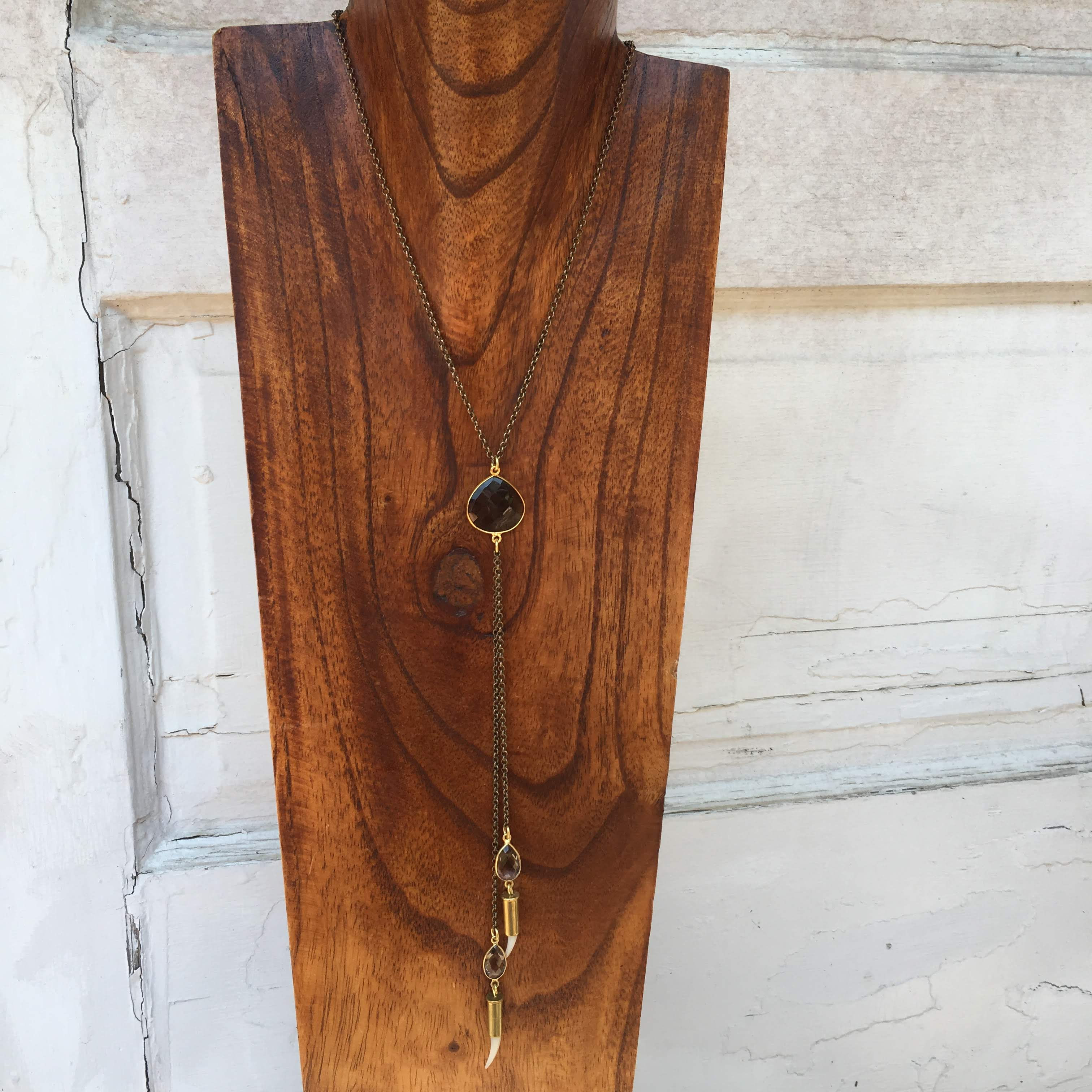 smoky quartz cowboy drop necklace