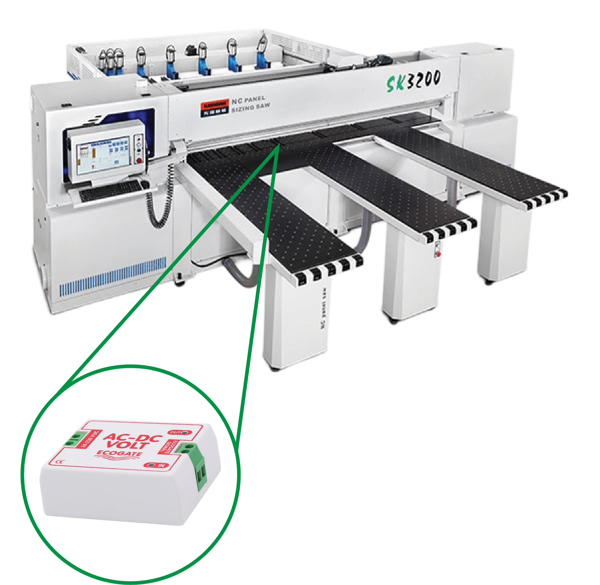 Industrial workstation equipped with an Ecogate activity sensor