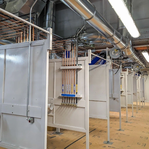 Welding booths equipped with laser sensors