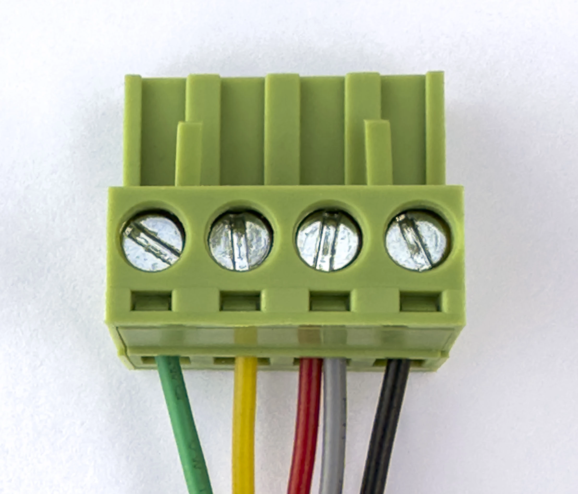 Status light wires from left: Green, Orange, Red + gray Buzzer,  Black ground
