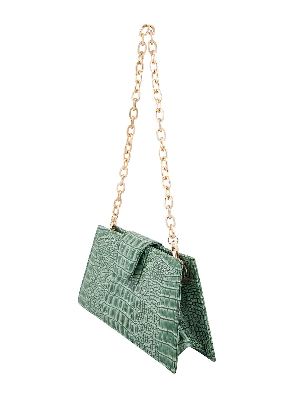 Thumbnail: IVA Midth Green Croco Embossed Leather