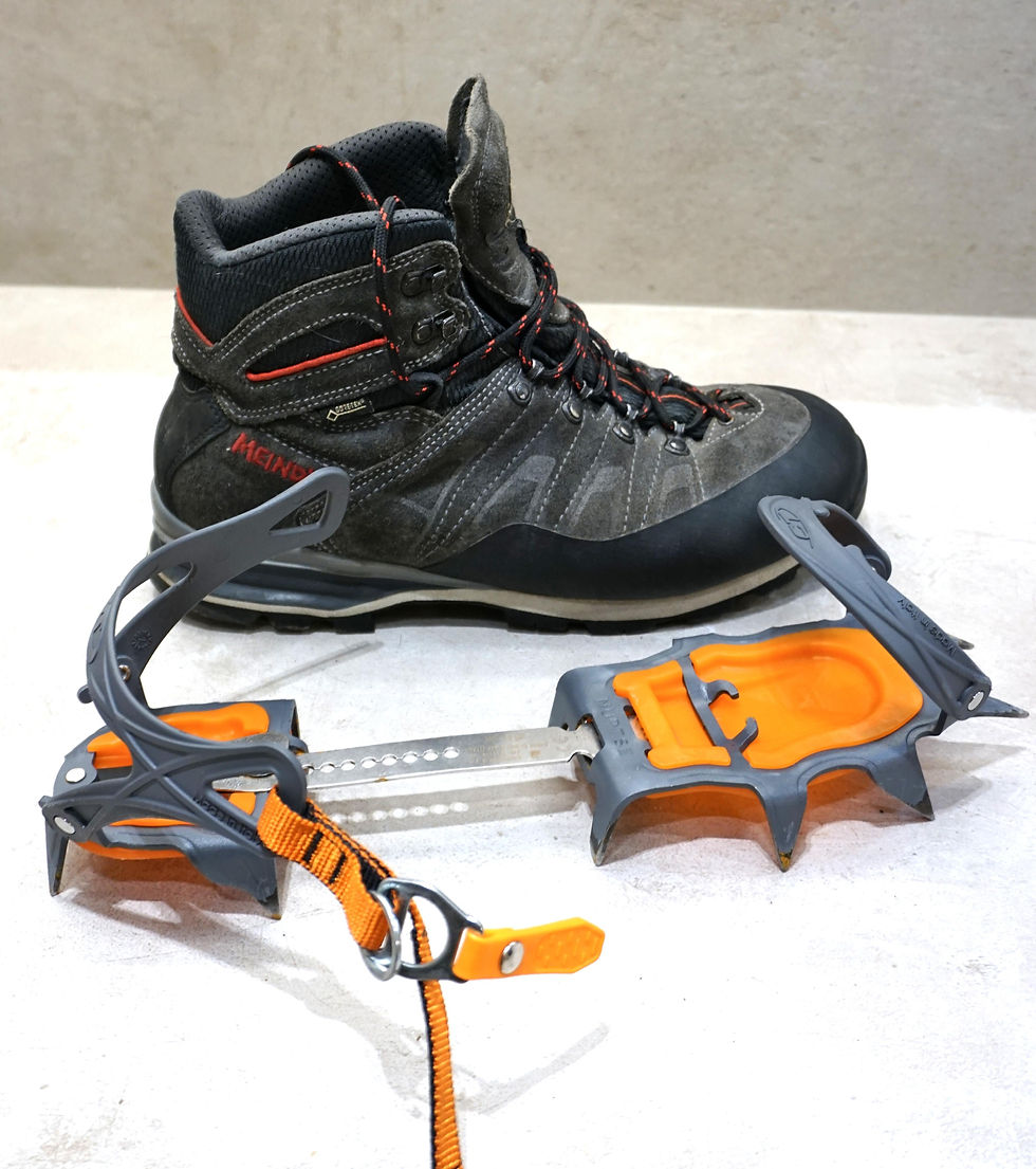Strap-on crampons have much more aggressive, larger points than microspikes, and compared to semi-automatic crampons the main difference is simply how they attach to the boot.
