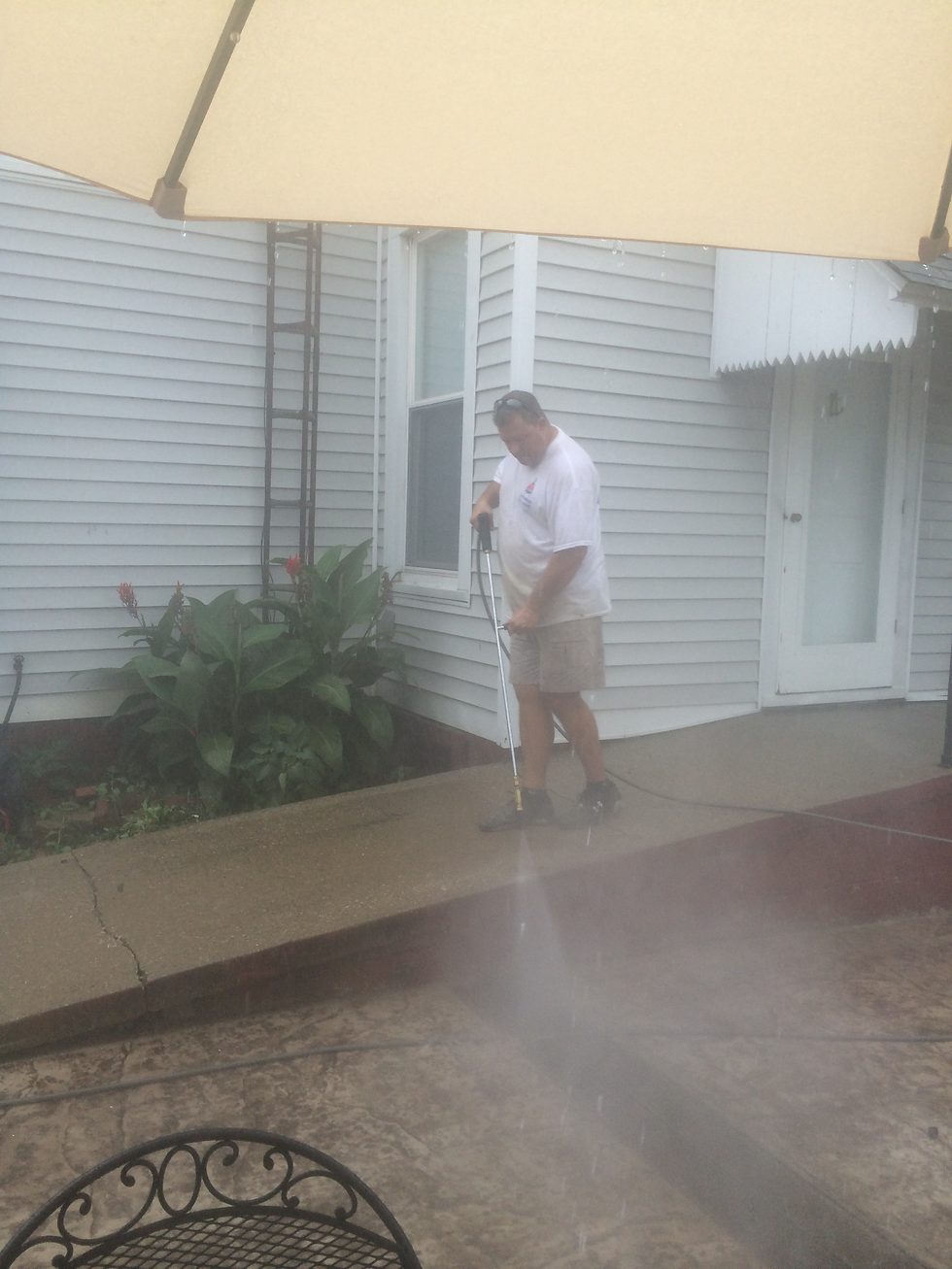 Power washing in the rain!