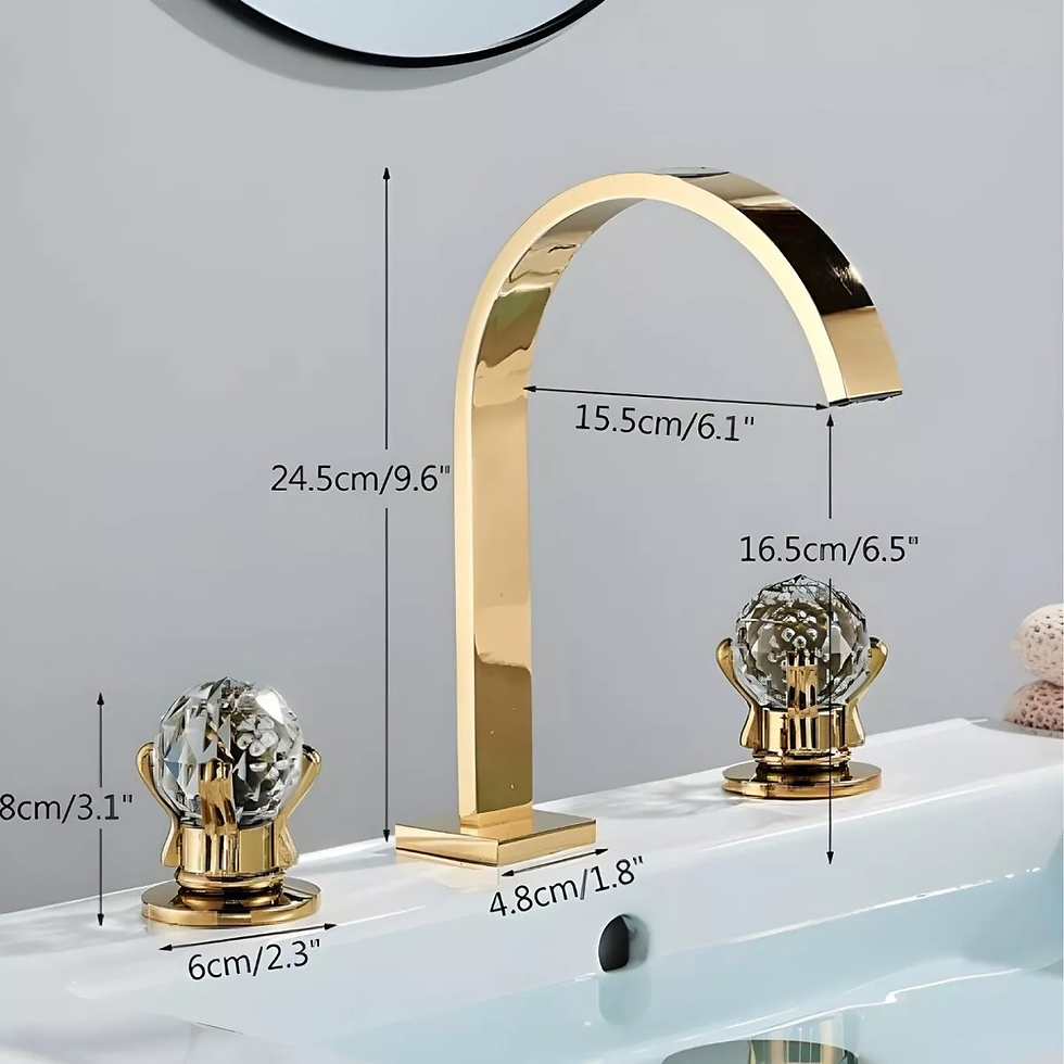 Miniatura: Linda torneira para banheiro ou lavabo com misturador duplo comando dourada brilhosa ouro com cristais três furos Lacqua