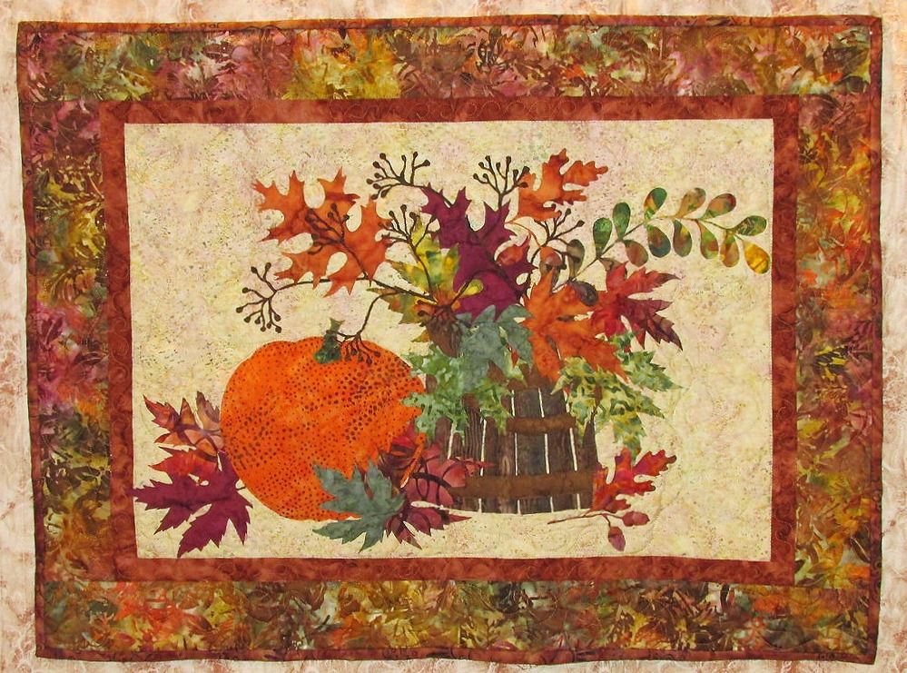 Basket of Leaves II | Quilted Wall Art