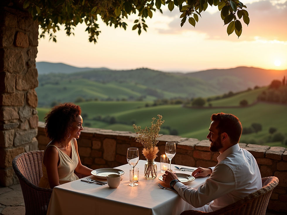 Romantic outdoor dining table in Tuscany