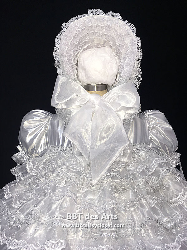 Thumbnail: BBT ADULT SISSY PRISSY SLIVER DOLL BABY RUFFLES DRESS