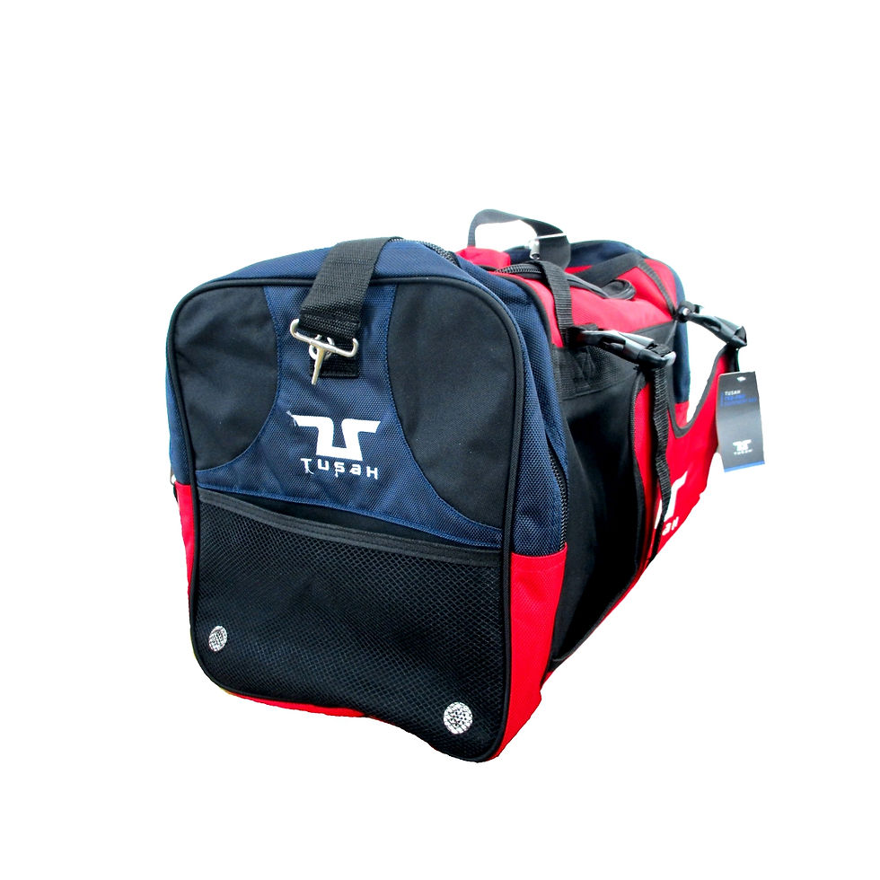Tusah Pro martial arts gear bag - side view with carry handles and shoulder strap