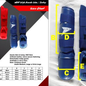 Thumbnail: KMA WKF Style Karate Shin and Instep guards- size chart