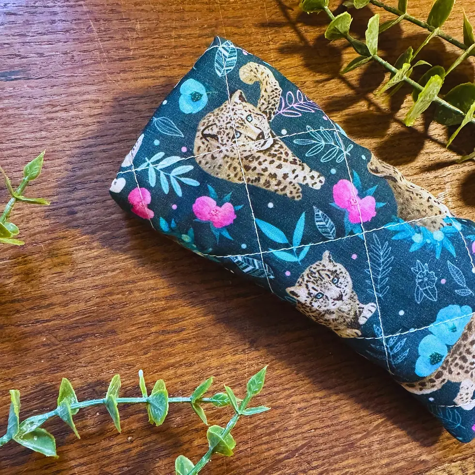 Thumbnail: Snow Leopard Quilted Padded Fabric Glasses Case